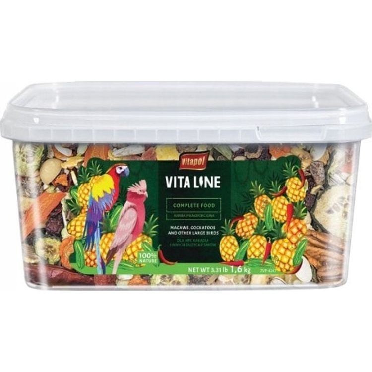 Tootefoto - Vitapol Vitaline Complete food for macaws, cockatoos and other large parrots, 1.6 kg bucket