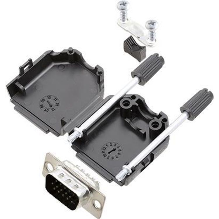 Tootefoto - TRU COMPONENTS TCDPPK09BKHDP15K 7709052K D-SUB Stiftleisten-Set 180 Polzahl (num): 15 L tkelch 1 St. (7709052K)