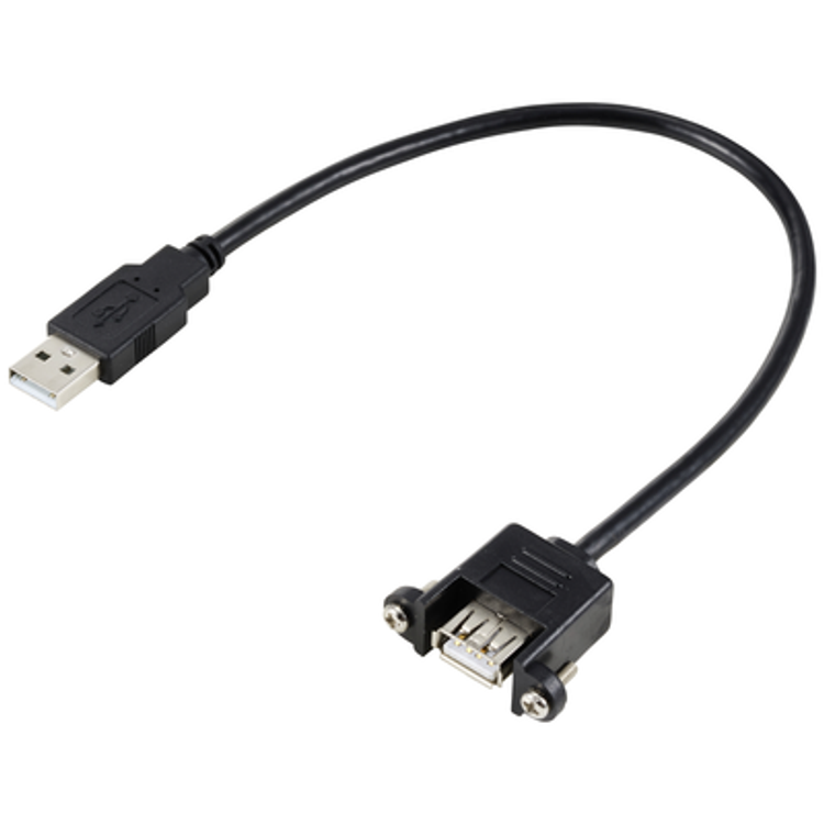 Tootefoto - Renkforce Usb Cable Usb 2.0 Usb-A Plug, Usb-A Socket 0.25 M Black Recess-Mount, Screwable Rf-5720402
