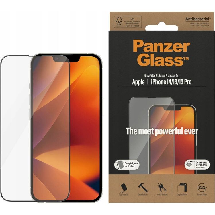 Tootefoto - PanzerGlass PanzerGlass Ultra-Wide Fit iPhone 14 / 13 Pro / 13 6,1" Screen Protection Antibacterial Easy Aligner Included 2783