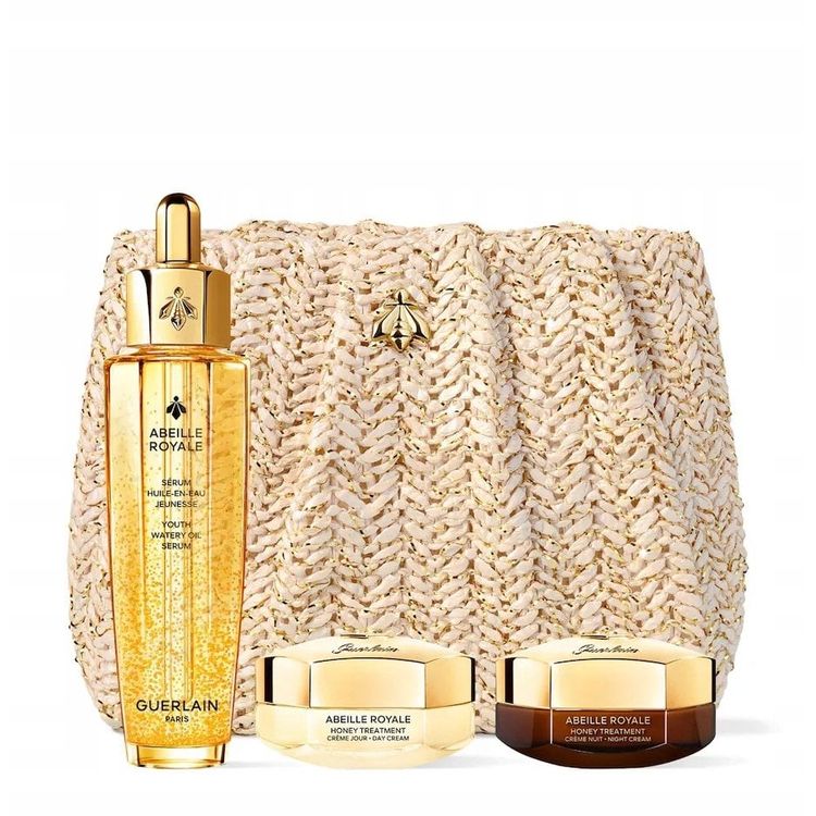 Tootefoto - GUERLAIN_SET Abeille Royale Advanced Youth Watery Oil n o li 50ml + Honey Treatment Day Cream n okreem 15ml + Honey Treatment Night Cream kreem 15ml + Cosmetic Pouch
