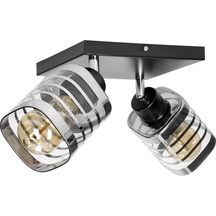 Tootefoto - Orno SIENA 2P E27 laelamp, seina- ja laekinnitus, max. 2x60W, must, kandiline alus