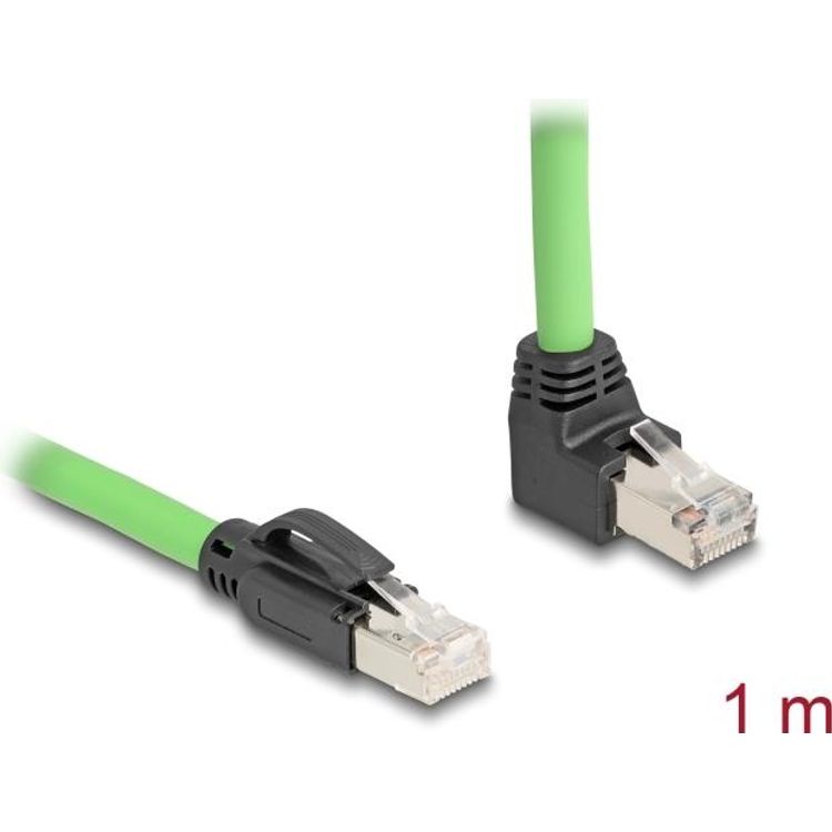 Tootefoto - Delock RJ45 Netzwerkkabel Cat.6A Stecker zu oben gewinkelt SF/UTP (80892)