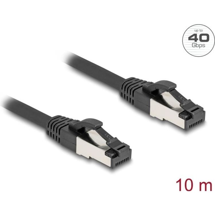 Tootefoto - Delock - Patch-Kabel - RJ-45 (M) zu RJ-45 (M) - 10,0m - 6 mm - SFTP, PiMF - CAT 8,1 - Schwarz (80575)