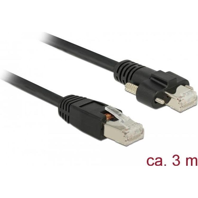 Tootefoto - Delock - Patch-Kabel - RJ-45 (M) schraubbar zu RJ-45 (M) - 3 m - SSTP-Kabel - CAT 6 - Schwarz