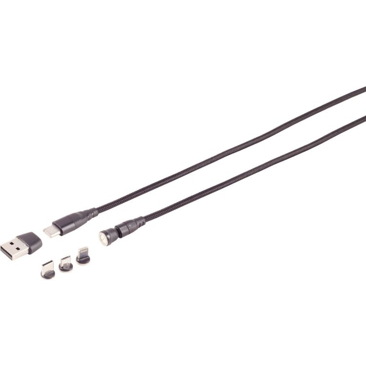 Tootefoto - S/CONN maximum connectivity USB-C Magnetkabel, 6in1, 540 , PD 7-Pin, 60W, schwarz, 1m (14-19020)