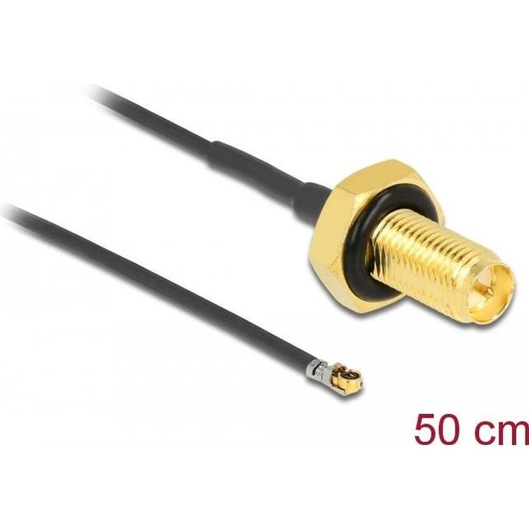 Tootefoto - DeLOCK 12661 koaksiaalkaabel 0,5 m RP-SMA MHF 4L LK Must
