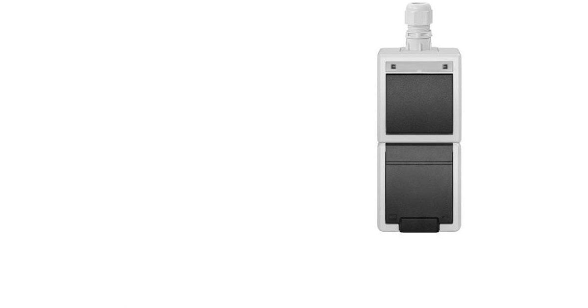 AQUANT 2K set, surface-mounted, vertical 1-pole switch (stair) + single ...