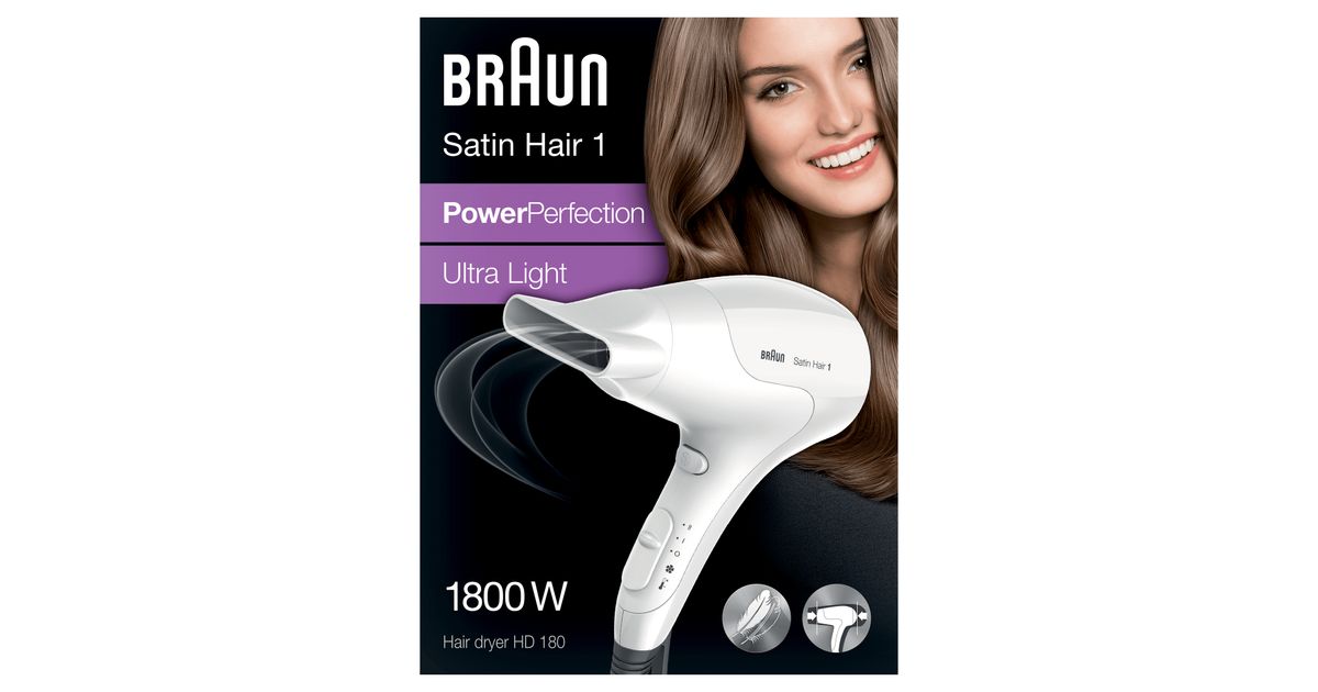 lamp Opnieuw schieten logboek Braun Satin Hair 1 PowerPerfection HD180 1800 W White - Hairdryers - Hair  products - Beauty and wellness - MT Shop