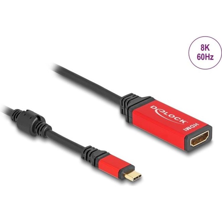Tootefoto - DeLOCK USB Type-C zu HDMI Adapter (DP Alt Mode) 8K 60 Hz mit HDR Funktion rot (60053)