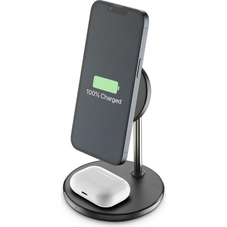 Tootefoto - Cellularline Mag Duo. Aufladetyp: Indoor, Energiequelle: USB, Aufladekompatibilit t: Kopfh rer, Smartphone. Eingangsspannung: 5-12 V. Kabelloses Aufladen. Produktfarbe: Schwarz, Si