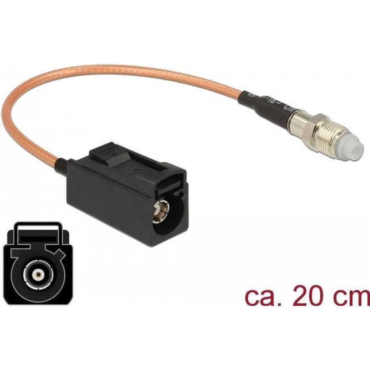 Tootefoto - DeLOCK 89680 koaksiaalkaabel RG-316 0,2 m FAKRA A FME Must, Pruun