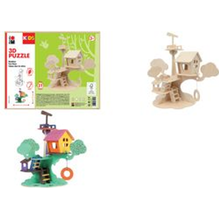 Tootefoto - Marabu KiDS 3D Puzzle "Baumhaus", 37 Teile Holzbausatz, vorgestanzte Teile aus Sperrholz, zum Stecken - 1 St ck (0317000000011)