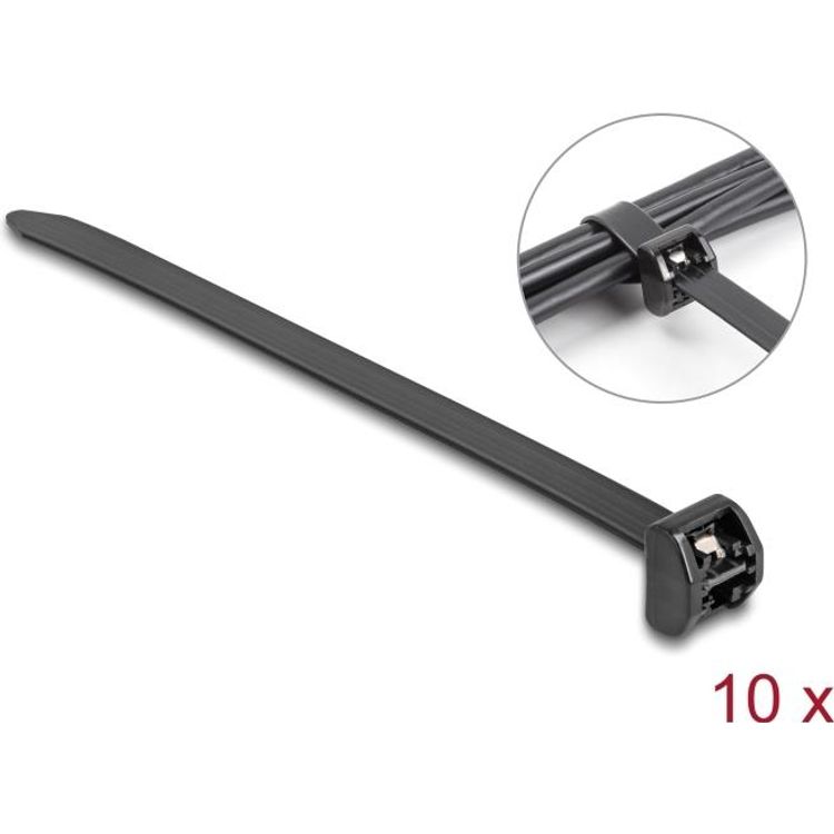 Tootefoto - Delock Kabelbinder mit Metallzunge L 457 x B 12,7 mm 10 St ck schwarz (19730)