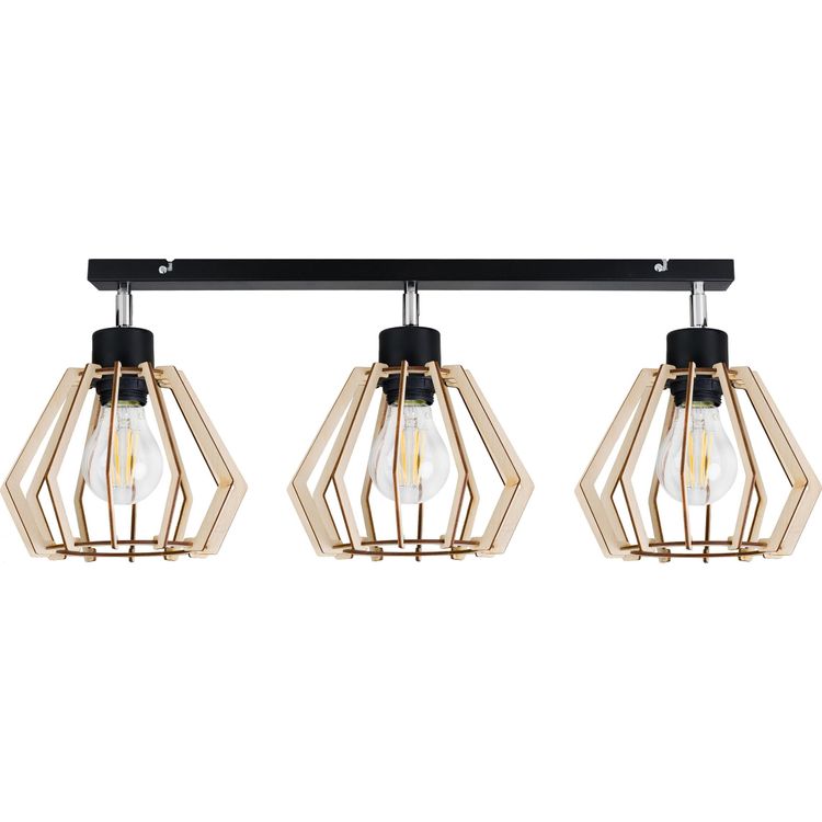 Tootefoto - Orno SOLIN laelamp, seina- ja laekinnitus, max. v imsus. 3x60W, E27, must, puit