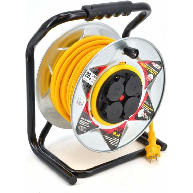 Tootefoto - AWTOOLS EXTENSION CORD METAL DRUM 25m 3x2.5mm YELLOW HEAVY DUTY 16A / 3680W / IP44