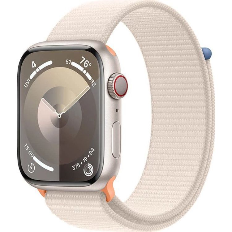 Tootefoto - Apple Watch 9 GPS + mobiilne 45 mm Starlight Alu Sport Loop nutikell bee (MRMA3QP/A)