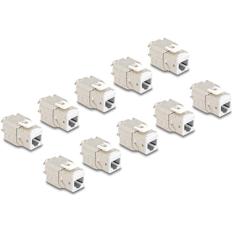 Tootefoto - Delock Keystone Modul RJ45 Buchse zu LSA Cat.6A werkzeugfrei wei Set 10 St ck (88119)