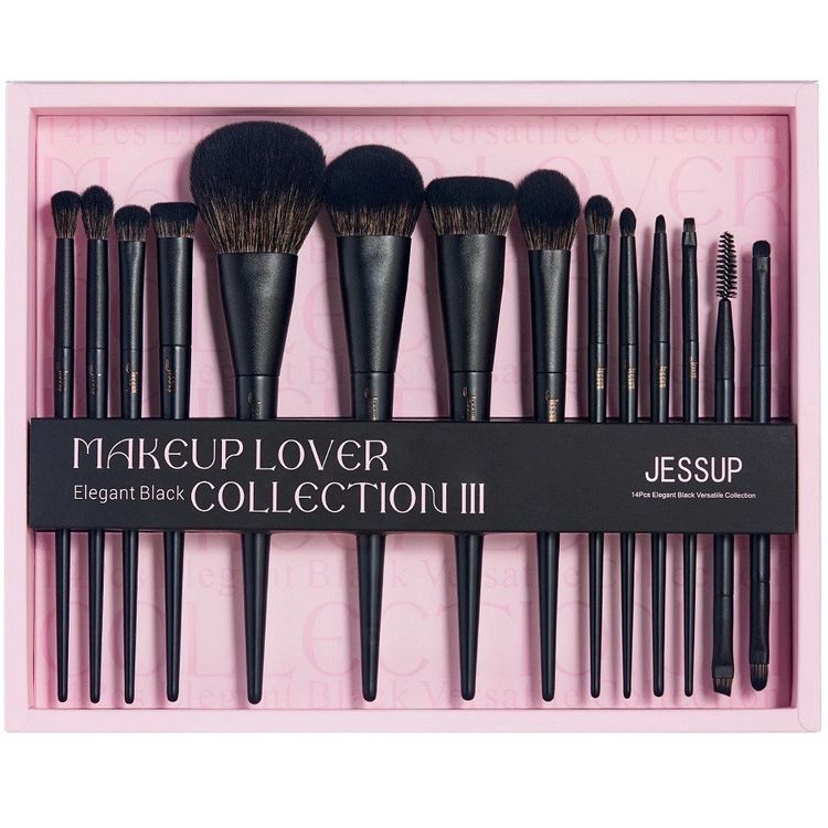 Tootefoto - JESSUP_SET Matte Black Versatile Brush face makeup brushes T336 14pcs.