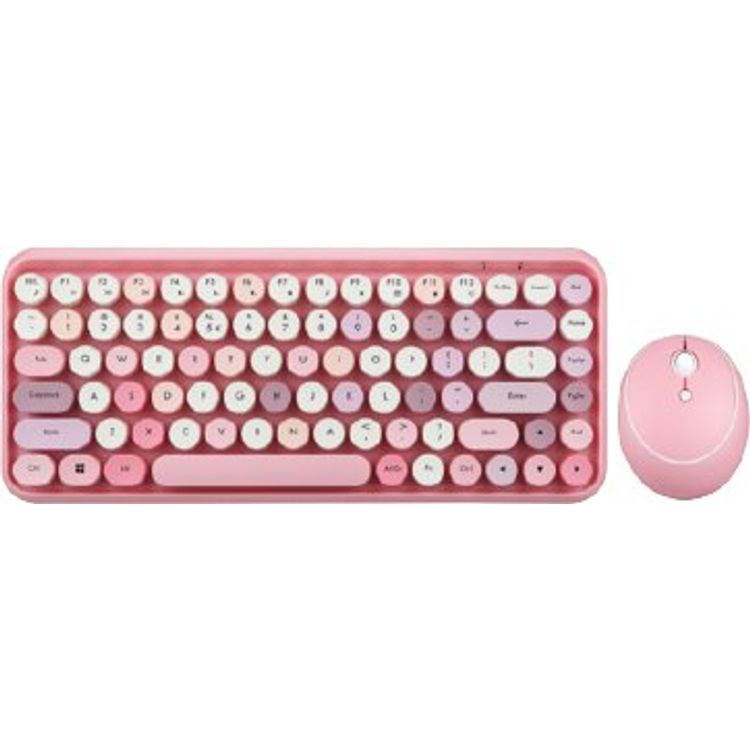 Tootefoto - Perixx Perixx PERIDUO-713 DE klaviatuur + hiir, miniklaviatuur ja hiirekomplekt, retro vintage disain, roosa
