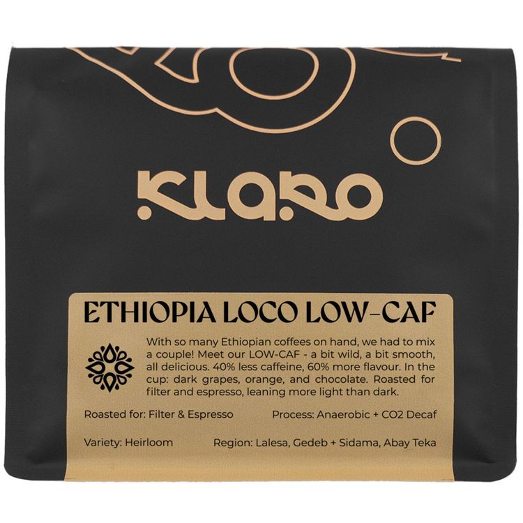 Tootefoto - Klaro kohvioad - madala kofeiinisisaldusega kohvioad Etioopia LOCO LOW-CAF Omniroast 250 g
