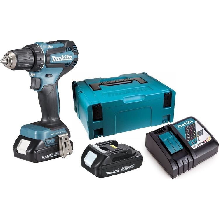 Tootefoto - Makita DHP485RAJ trell/keeraja 18 V 2 x 2 Ah aku