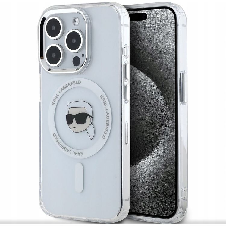 Tootefoto - Juhtum Karl Lagerfeld IML metal Karl Head Magsafe for iPhone 15 Pro White