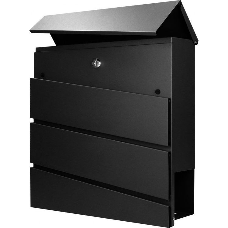 Tootefoto - BORNEO letterbox in galvanized steel with newspaper holder, black color