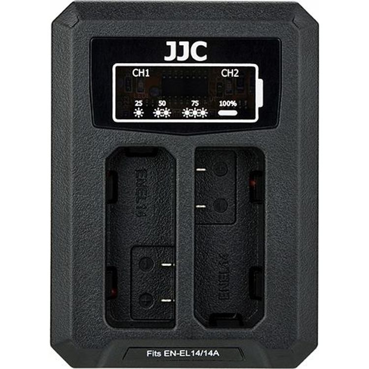 Tootefoto - Camera Charger JJC Dual Channel Dual Usb Charger For Nikon En-el14 / En-el14a
