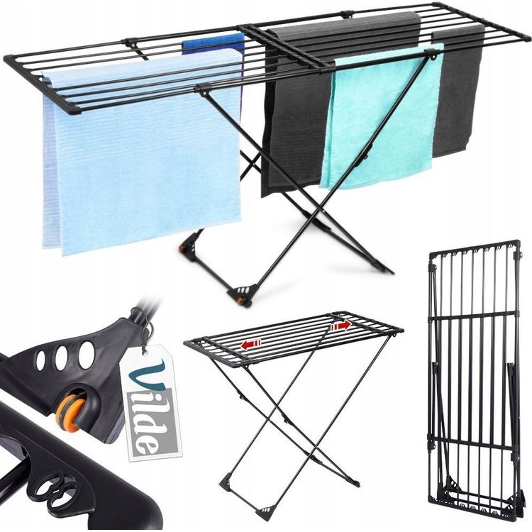 Tootefoto - Metallist pesukuivati, must, pikendatav XXL, 110-189 cm