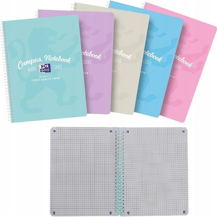 Tootefoto - Oxford Ko ozeszyt B5+/80K kratka Campus Pastel (5szt)