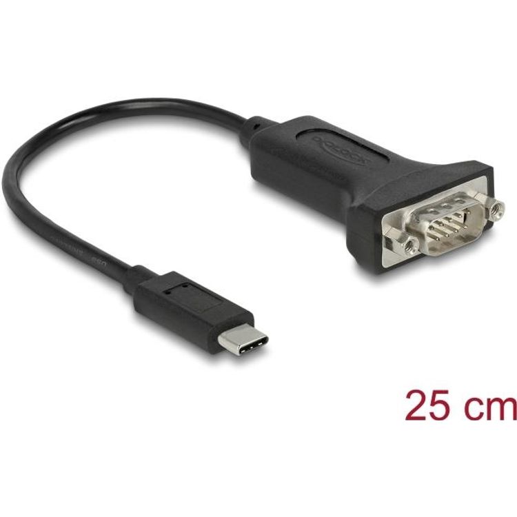 Tootefoto - Delock Adapter USB Type-C zu 1 x Seriell RS-232 D-Sub 9 Pin Stecker mit Muttern 25 (64307)