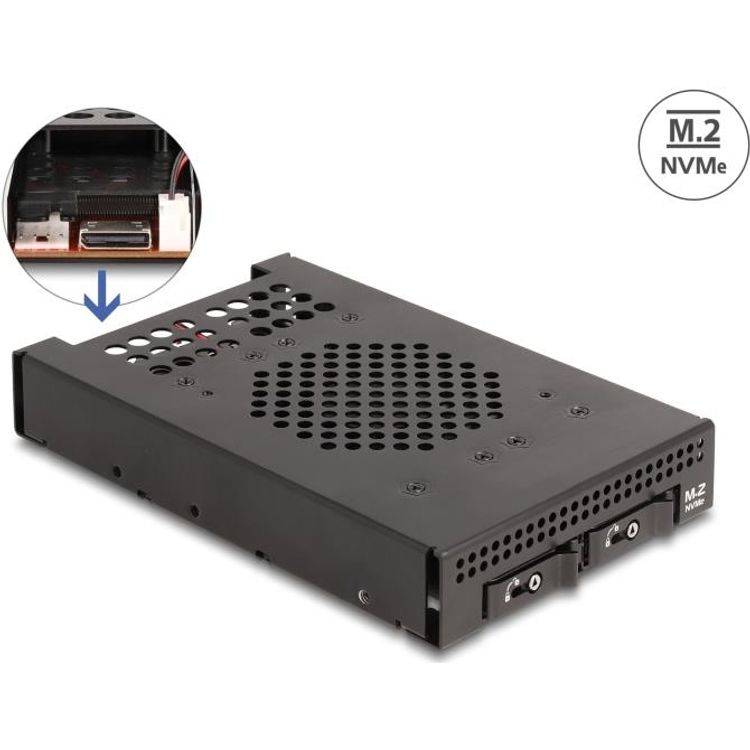 Tootefoto - Delock 3.5" Wechselrahmen f r 2x M.2 NVMe SSD mit OcuLink SFF-8612 Anschluss (47070)