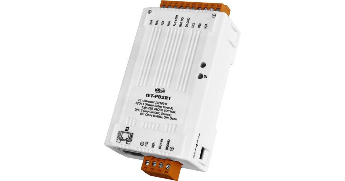 Moxa WEB BASED I/O MODULE, TINY, MO tET-PD2R1, 2x DIG IN + 1x RELA - MT ...