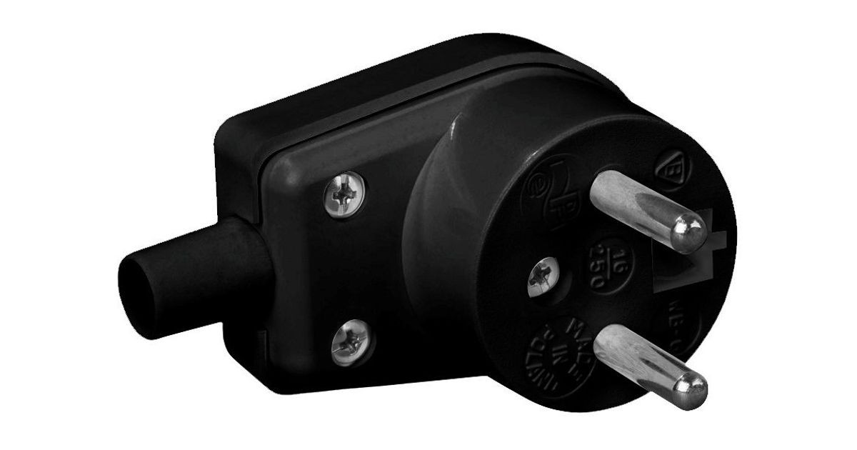 Electro-plast Angle plug with earthing 16A 250V black WB-6 (3300-02 ...