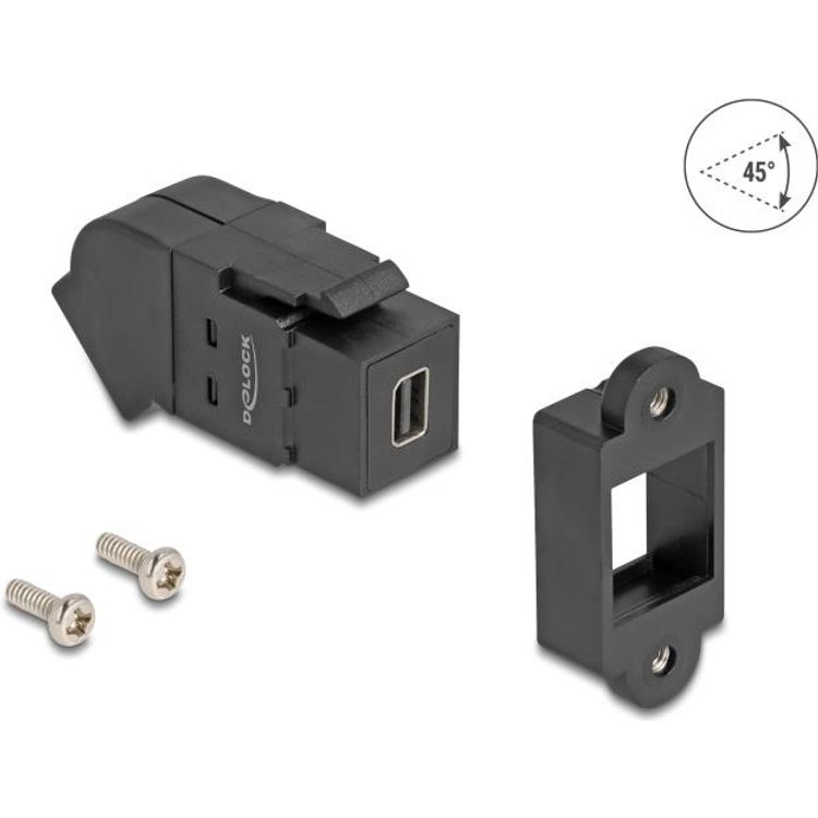 Tootefoto - Delock Keystone Modul Mini DisplayPort Einbaubuchse zu Buchse 45 gewinkelt 8K (67154)