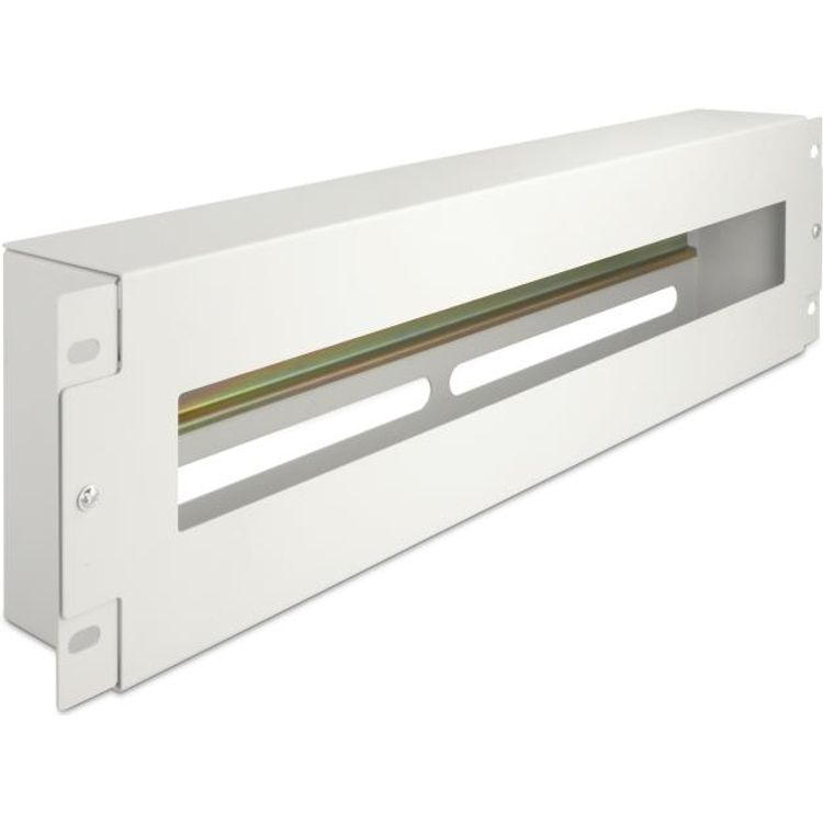 Tootefoto - Delock 19" Schutzschalterleiste mit Abdeckung und Hutschiene 3 HE Metall grau - Grau (67034)