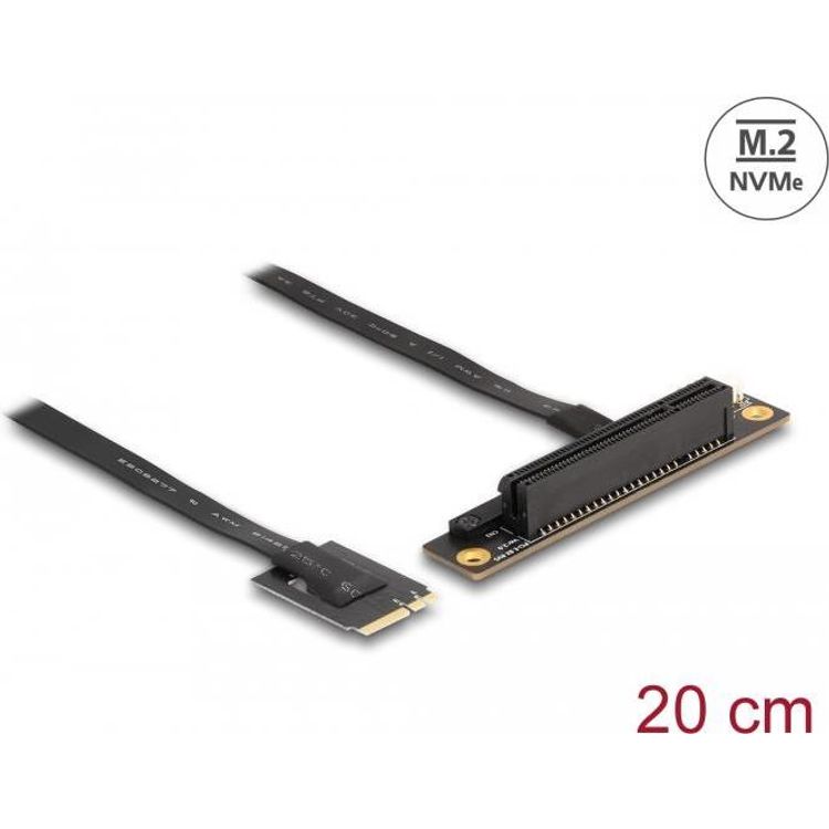 Tootefoto - Delock M.2 Key A+E zu PCIe x8 NVMe Adapter gewinkelt mit 20 cm Kabel (64219)