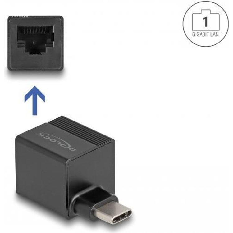Tootefoto - Delock Adapter to Gigabit LAN mini - Netzwerkadapter - USB-C - Gigabit Ethernet x 1 - Schwarz (66462)