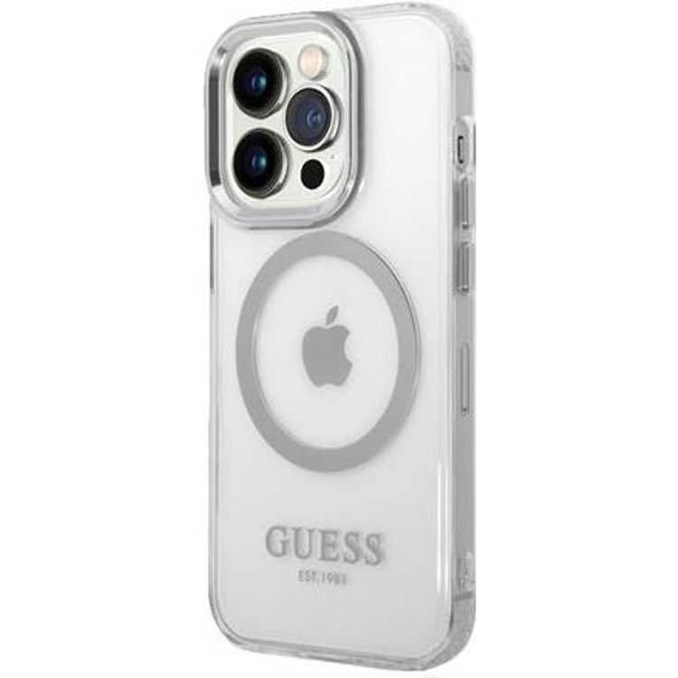 Tootefoto - GUESS Hard Cover Metal Outline Magsafe Silver, f r iPhone 14 Pro, GUHMP14LHTRMS (GUHMP14LHTRMS)