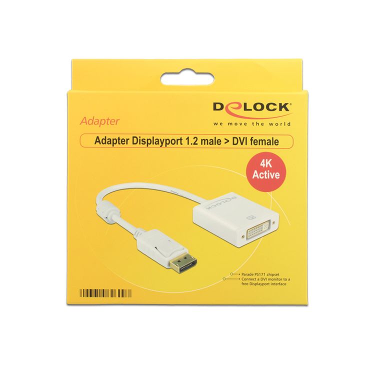 Tootefoto - DeLOCK 62600 videokaabliadapter 0,2 m DisplayPort DVI-I Valge