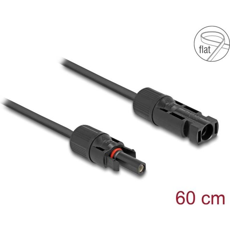 Tootefoto - Delock DL4 Solar Flachbandkabel Stecker zu Buchse 60 cm schwarz (60675)