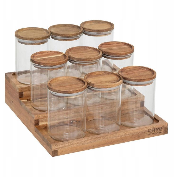 Tootefoto - Purgid v rtside jaoks puidust riiuli harmoonias, 9 x 180 ml