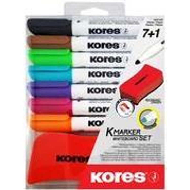 Tootefoto - Kores Whiteboard-Marker Set, 7 Marker + Tafell scher K MARKER: Rundspitze, Strichst rke: 3,0 mm, schnell - 1 St ck (M20866)