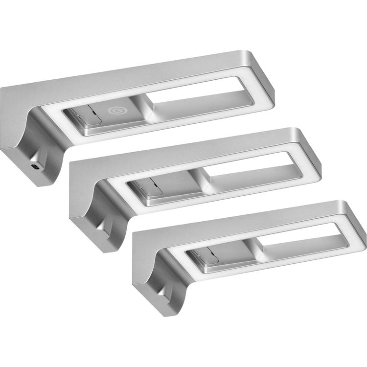 Tootefoto - Orno ARTUS 3-st LED-kapialusest valgustist koosnev komplekt, 3x3W, 3x225lm, 4000K, puutel liti ja USB-ga, hall