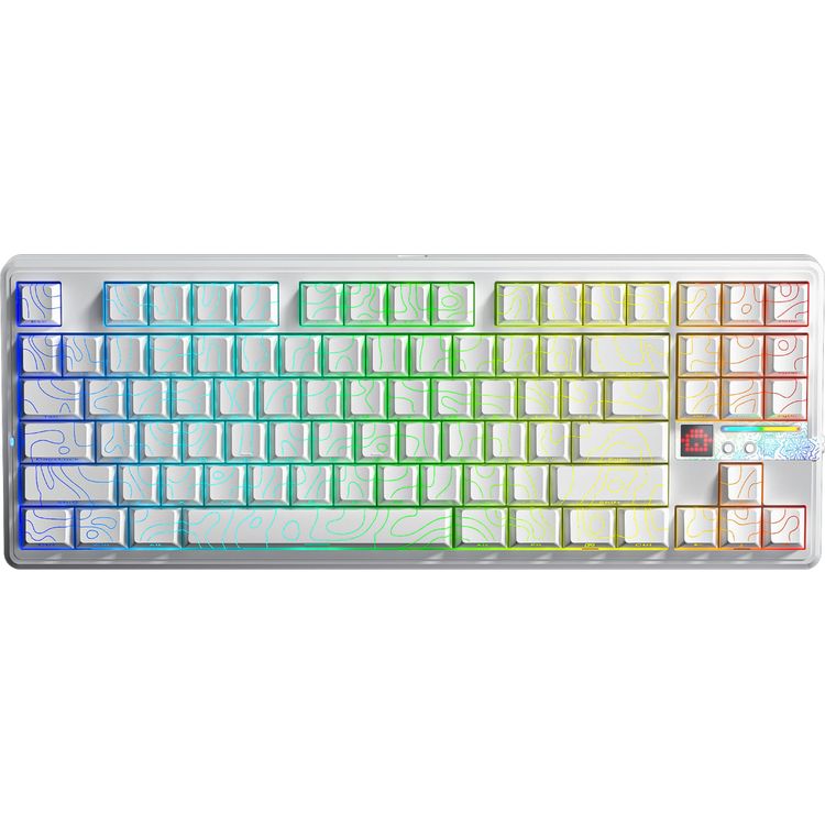 Tootefoto - AULA tihend F87Pro V2 klaviatuur Valge kontuuriga Graveeringuga Star Vector l liti RGB
