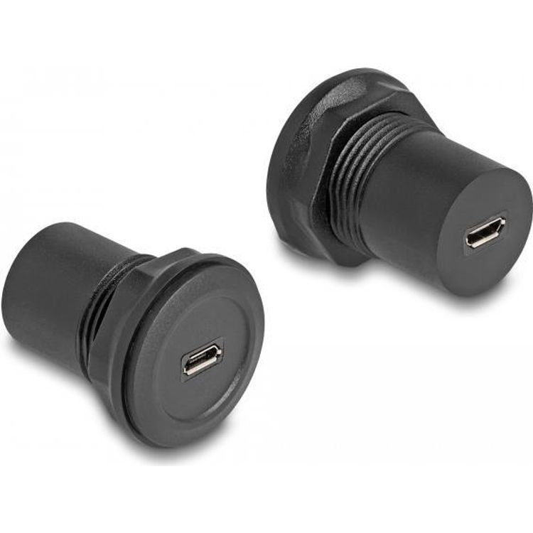 Tootefoto - Delock USB 2.0 Typ Micro-B zu USB 2.0 Typ Micro-B Einbaubuchse schwarz (66743)