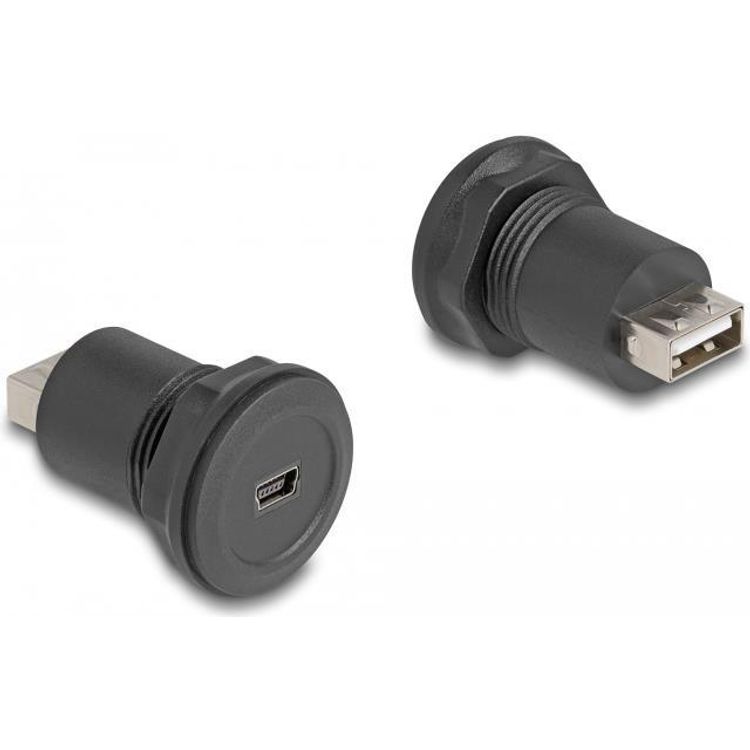 Tootefoto - Delock USB 2.0 Typ Mini-B zu USB 2.0 Typ-A Einbaubuchse schwarz (66742)