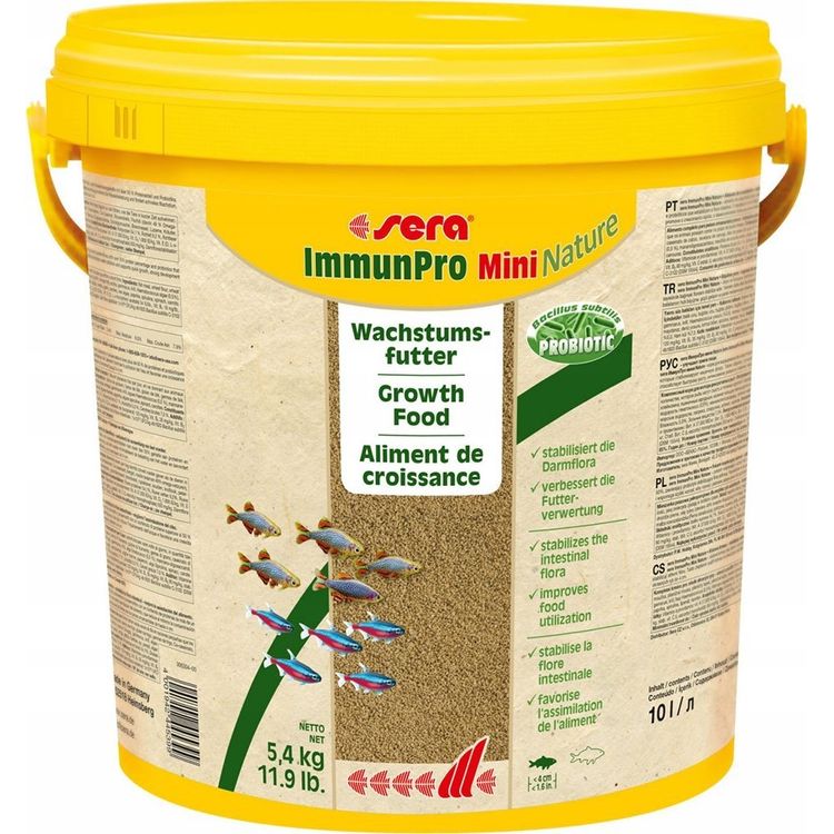 Tootefoto - Sera ImmunPro Mini Nature 10L, 5,4kg - aeglaselt vajuv toit alla 4 cm pikkustele kaladele