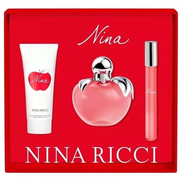 Tootefoto - Nina Ricci komplekt: Nina, tualettvesi, naistele, 80 ml + Nina, tualettvesi, naistele, 10 ml + Nina, ihupiim, keha, 75 ml naistele